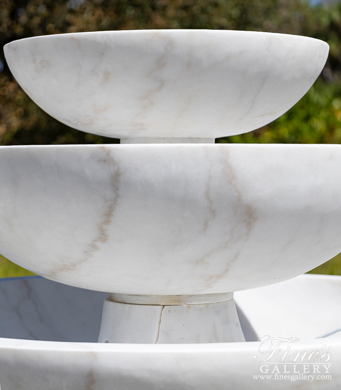 Marble Fountains  - Contemporary Style Three Tiered Fountain In Statuary White Marble - MF-2184